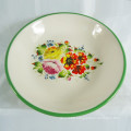 Ceramic oval plate with flower decal for decro